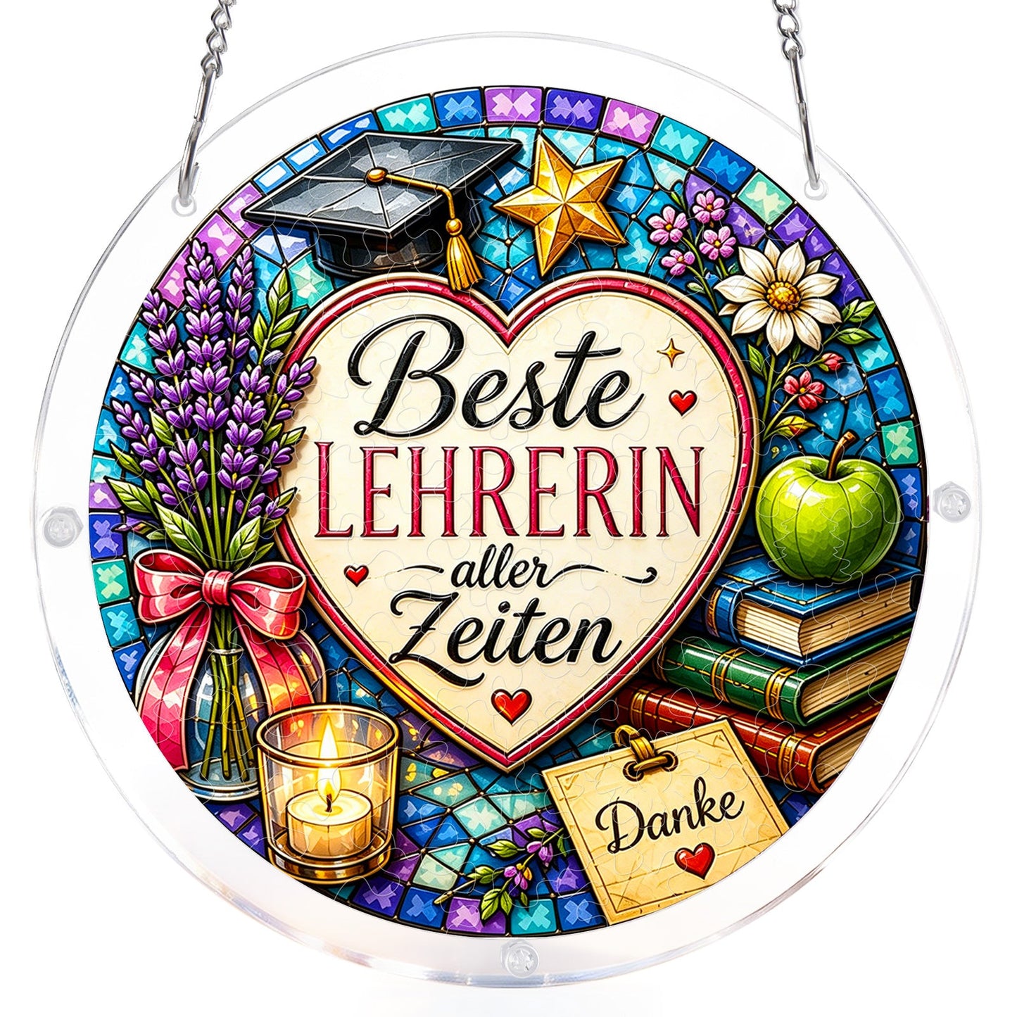 DE Lehrerin Sonnenschutzf?nger aus Acrylfensterkunst