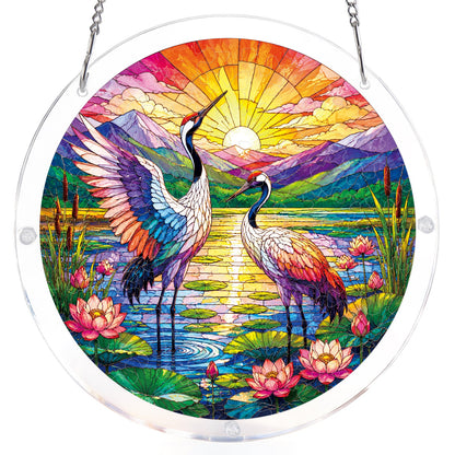 Sunrise Crane Acrylic Window Suncatcher