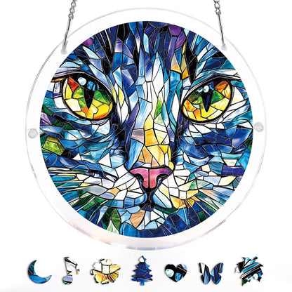 Mosaik Katze Lichtf?nger-Acryl Fensterkunst