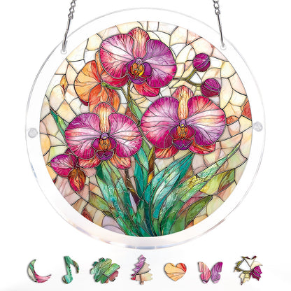 Vertr?umte Orchideen, die Sonnenf?nger-Acrylfensterkunst aufhellen