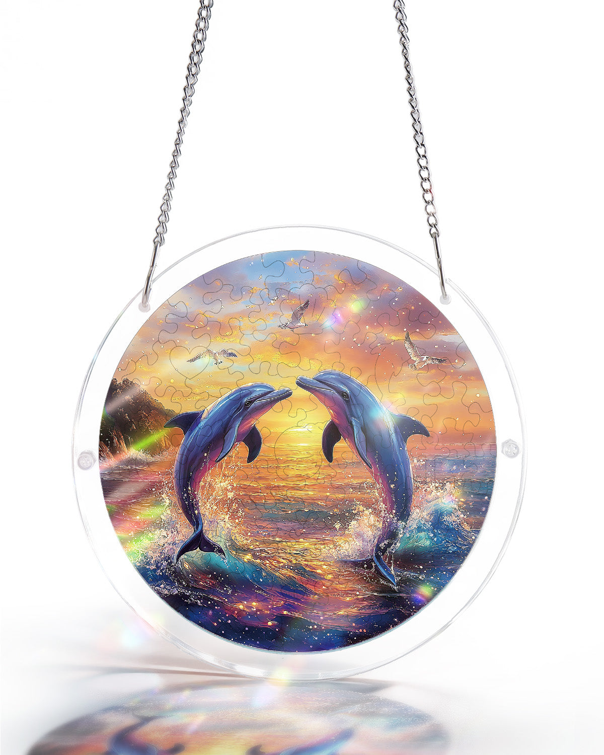 Delfin-Liebeslied-Lichtf?nger ¨C Acryl-Fensterkunst