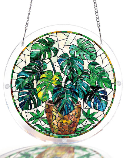Monstera Gr¨¹npflanzen Lichtf?nger ¨C Acrylfensterkunst