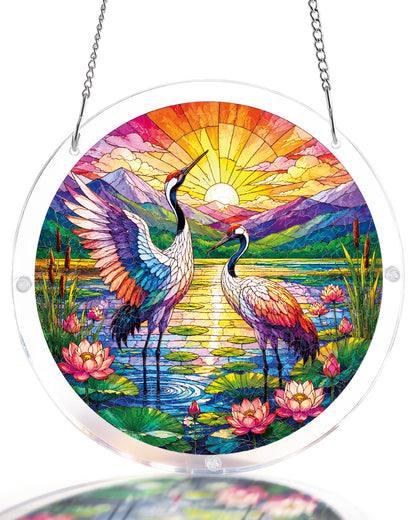 Sunrise Crane Acrylic Window Suncatcher