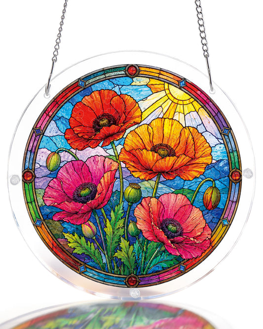 Sonnendurchfluteter floraler Garten-Lichtf?nger ¨C Acryl-Fensterbild