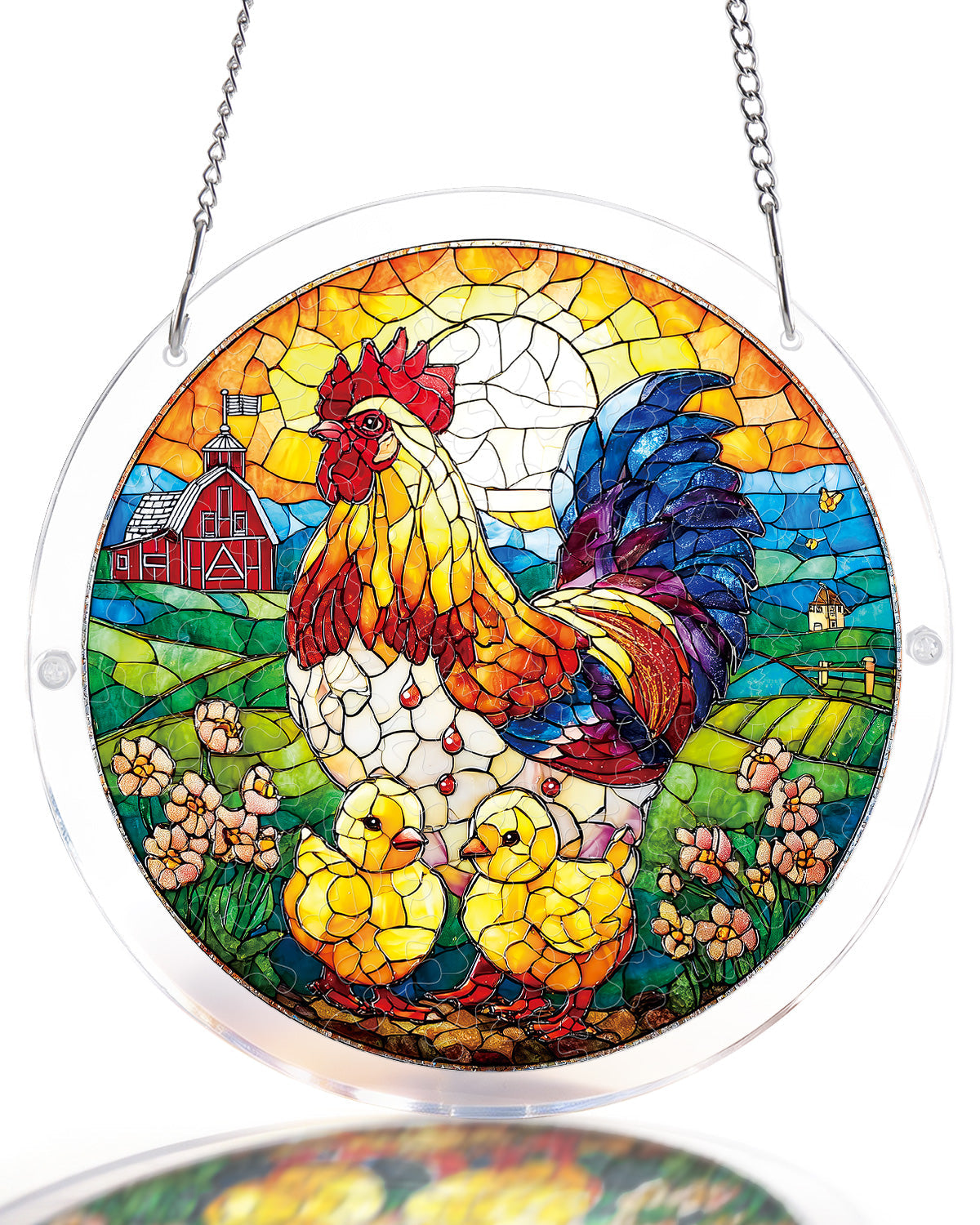 Goldene Morgenr?te Hahn Lichtf?nger ¨C Acrylfensterkunst