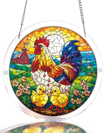 Goldene Morgenr?te Hahn Lichtf?nger ¨C Acrylfensterkunst