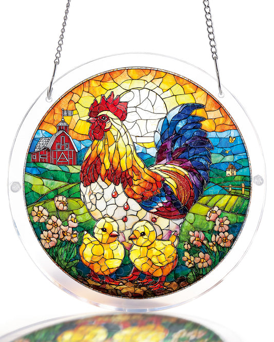 Goldene Morgenr?te Hahn Lichtf?nger ¨C Acrylfensterkunst