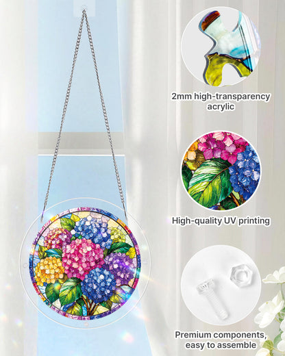 Full Bloom Hydrangea Acrylic Window Suncatcher