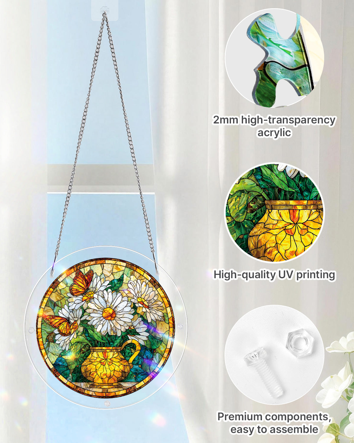 G?nsebl¨¹mchen Schmetterling Gartenlicht Sonnenf?nger-Acryl Fensterkunst