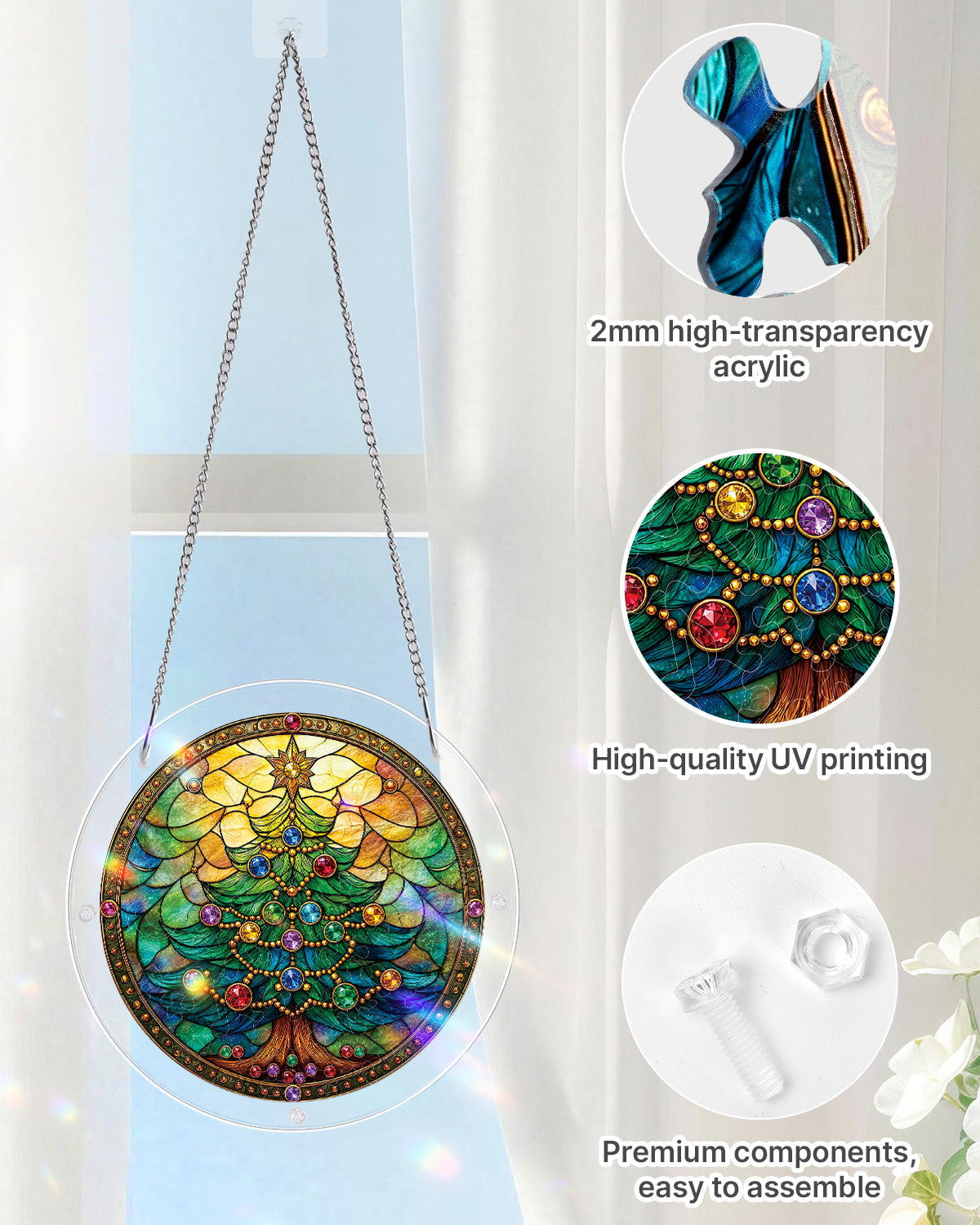 Verzierter Weihnachtsbaum Lichtf?nger-Acrylfensterkunst