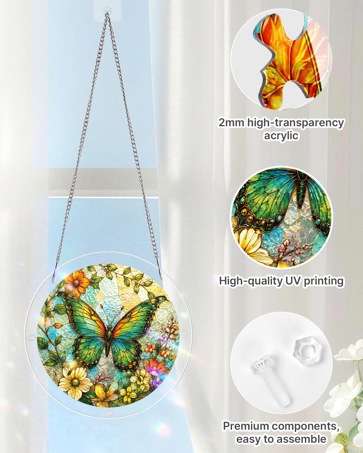 Suncatcher ?Smaragd Schmetterlingsfl¨¹stern¡° ¨C Acryl-Fensterbild