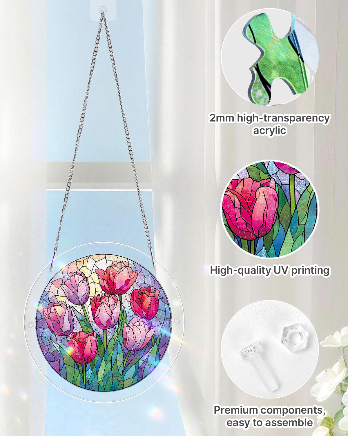 Morgend?mmerung-Tulpen-Licht-Sonnenf?nger-Acryl-Fensterkunst