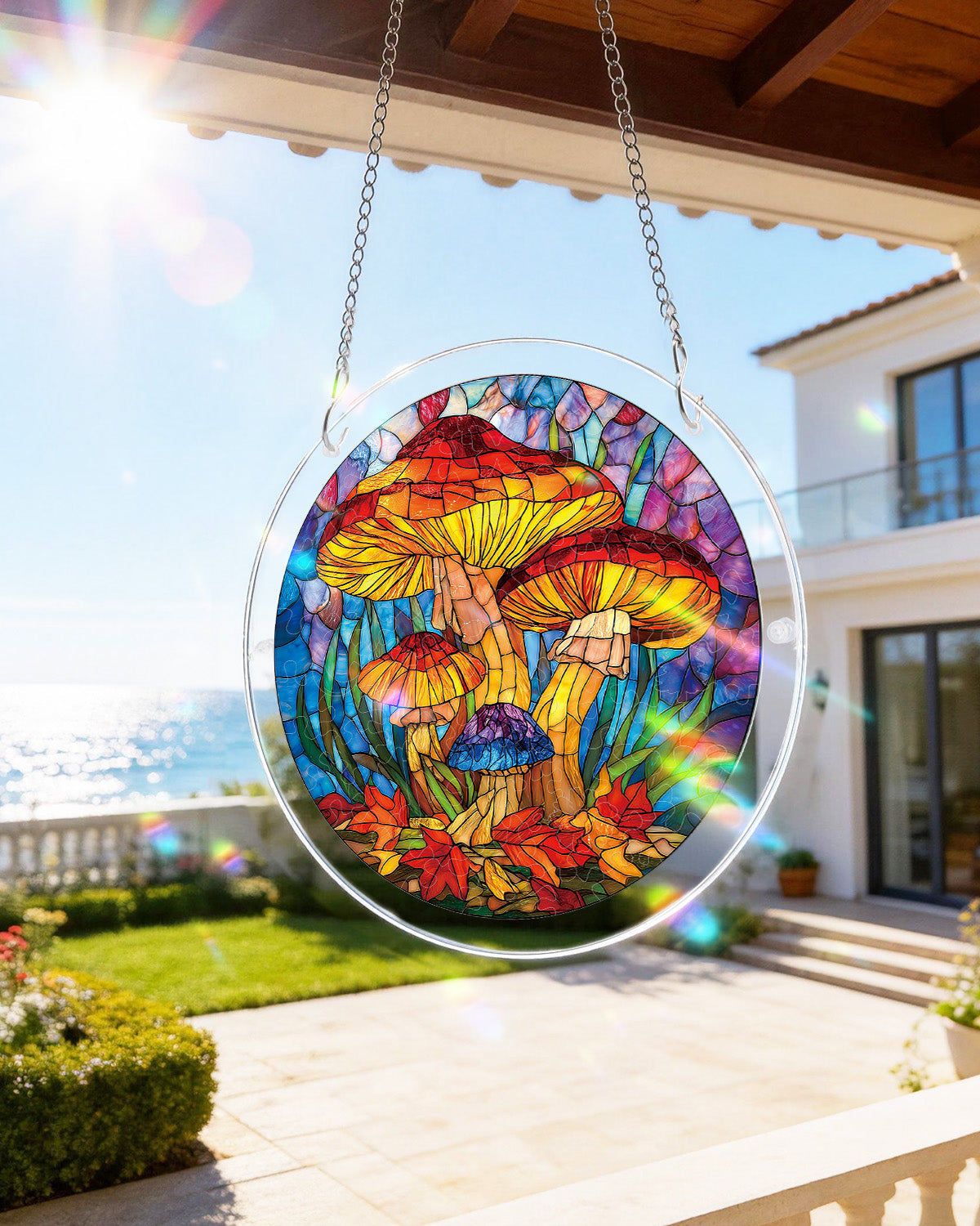 Mystischer Pilzwald Licht-Sonnenf?nger-Acrylfensterkunst