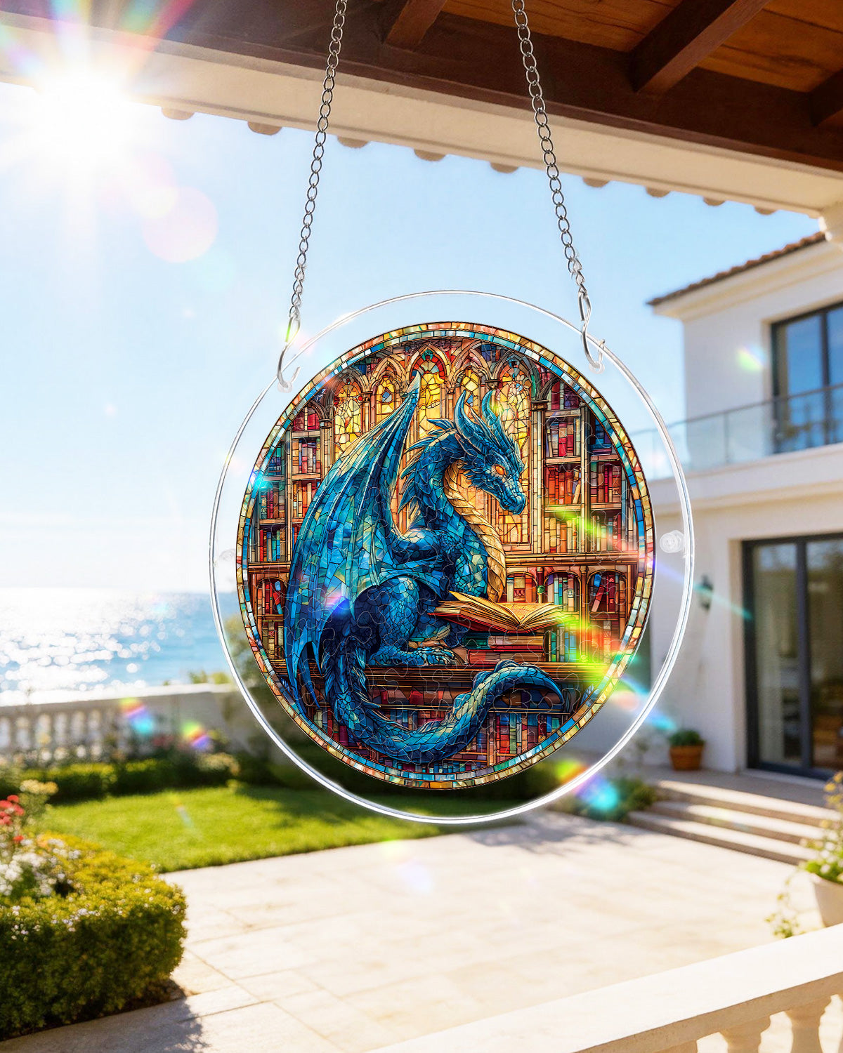 Das Blaue Drachen Bibliotheks-Licht-Sonnenf?nger-Acrylfensterkunst