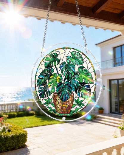 Monstera Gr¨¹npflanzen Lichtf?nger ¨C Acrylfensterkunst