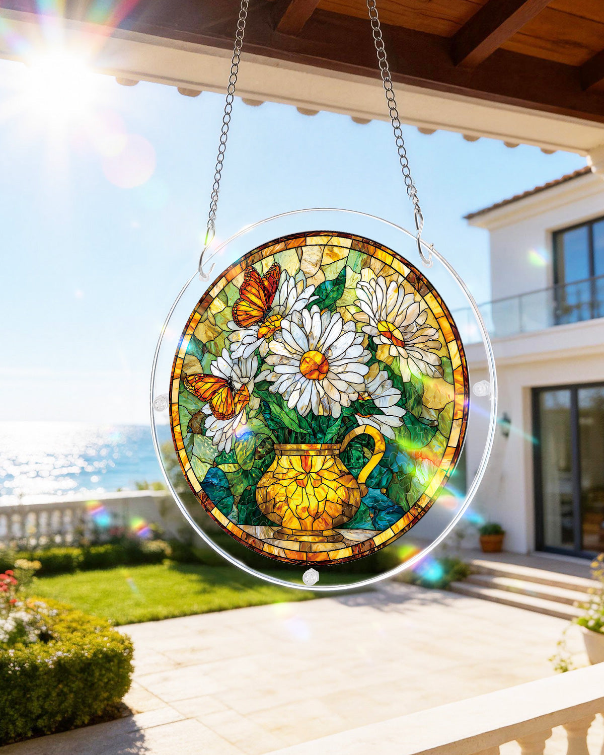 G?nsebl¨¹mchen Schmetterling Gartenlicht Sonnenf?nger-Acryl Fensterkunst