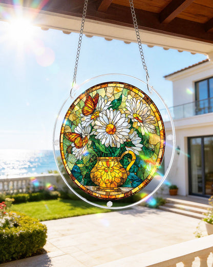 G?nsebl¨¹mchen Schmetterling Gartenlicht Sonnenf?nger-Acryl Fensterkunst