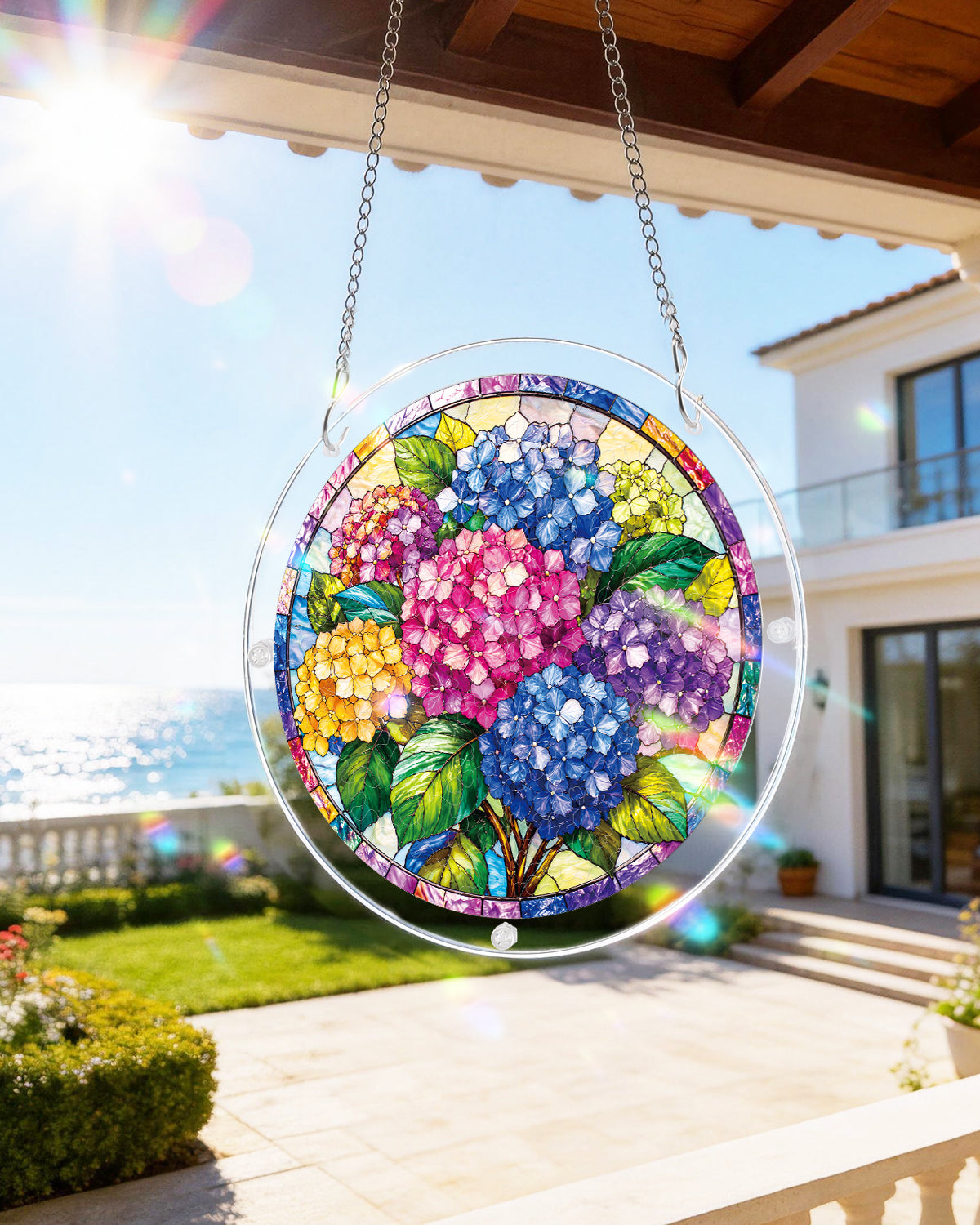 Full Bloom Hydrangea Acrylic Window Suncatcher