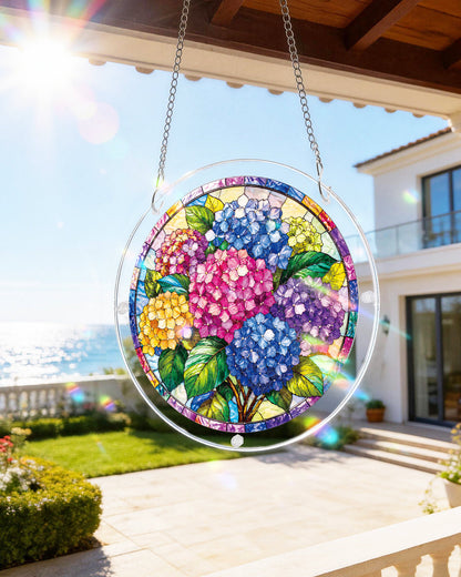 Full Bloom Hydrangea Acrylic Window Suncatcher