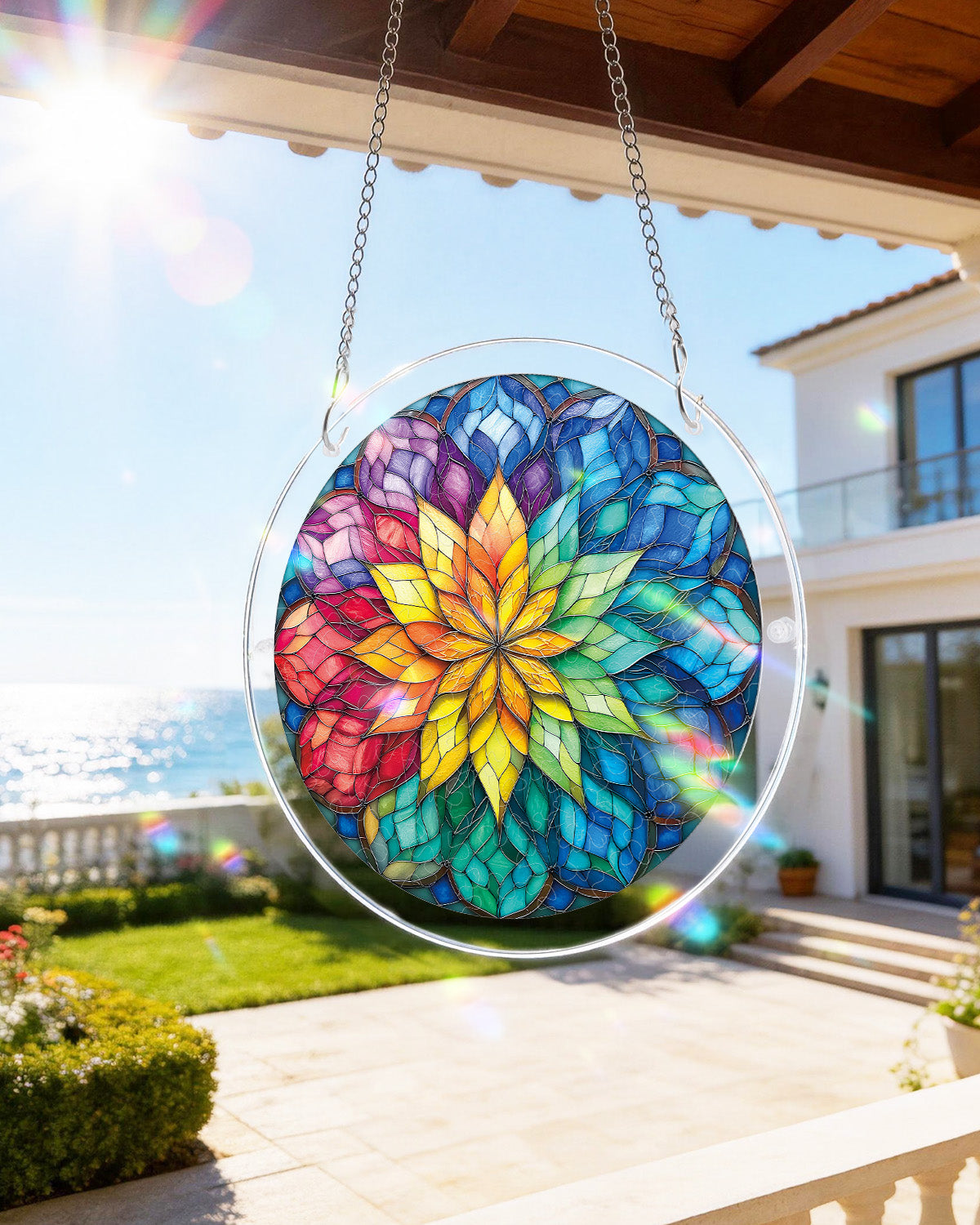 Strahlendes Blumenrad-Licht-Sonnenf?nger ¨C Acryl-Fensterkunst