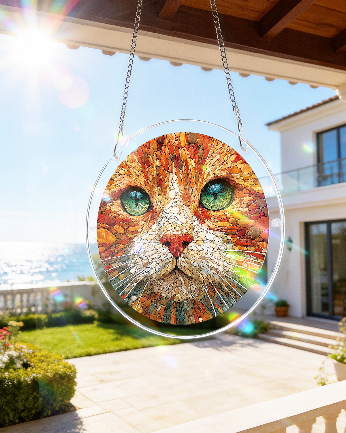 Sonnencatcher ?Stein-Katze¡° ¨C Fensterbild aus Acryl