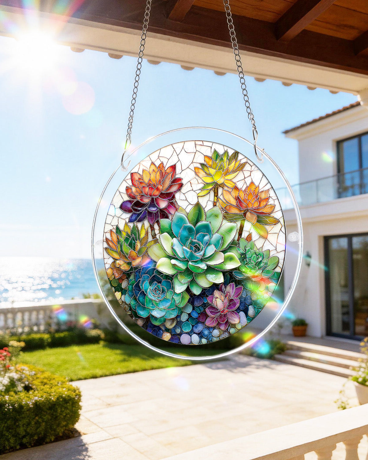 Vertr?umter Sukkulenten-Garten-Lichtf?nger ¨C Acryl-Fensterkunst