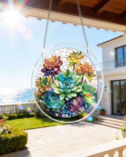 Vertr?umter Sukkulenten-Garten-Lichtf?nger ¨C Acryl-Fensterkunst