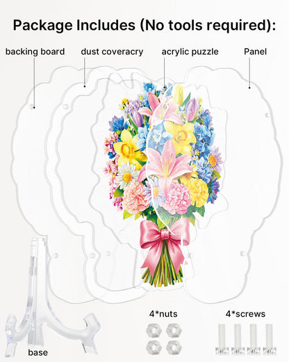 Acryl-Tisch-Fensterbild ¨C Strau? aus rosa Lilien und Narzissen