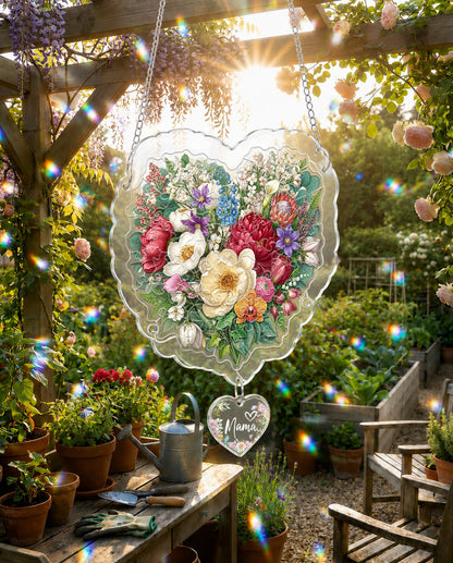 Acrylic Jigsaw Puzzle Suncatcher - Blush Garden Heart