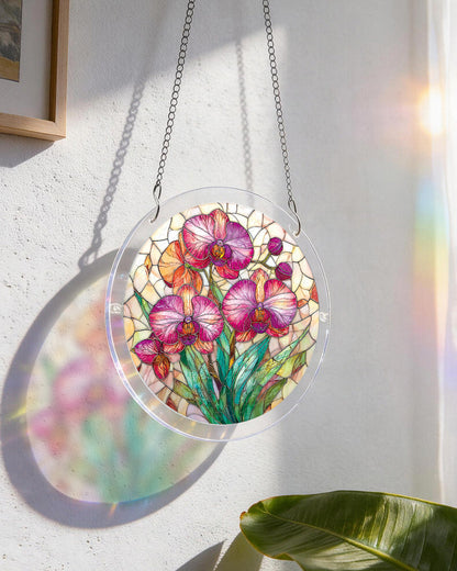Vertr?umte Orchideen, die Sonnenf?nger-Acrylfensterkunst aufhellen
