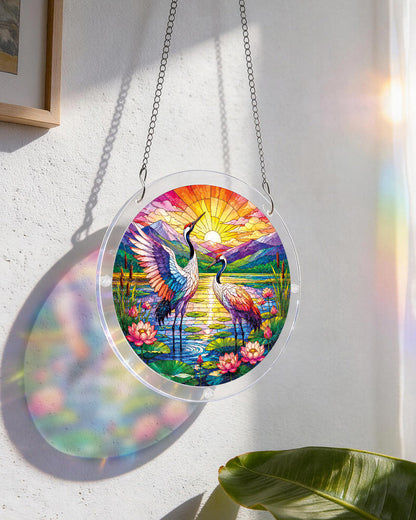 Sunrise Crane Acrylic Window Suncatcher