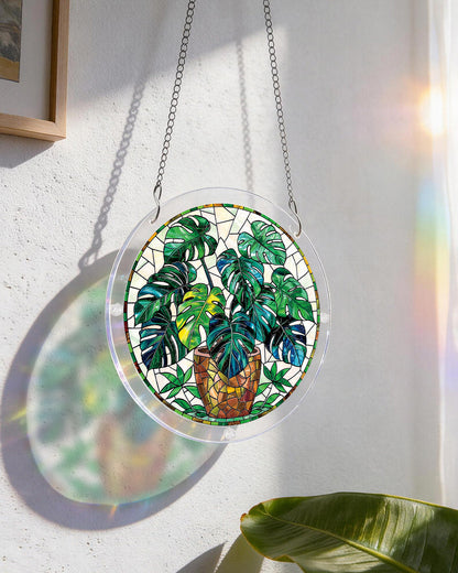 Monstera Gr¨¹npflanzen Lichtf?nger ¨C Acrylfensterkunst