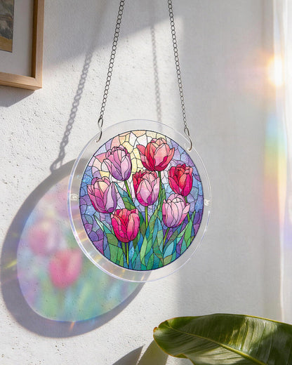 Morgend?mmerung-Tulpen-Licht-Sonnenf?nger-Acryl-Fensterkunst