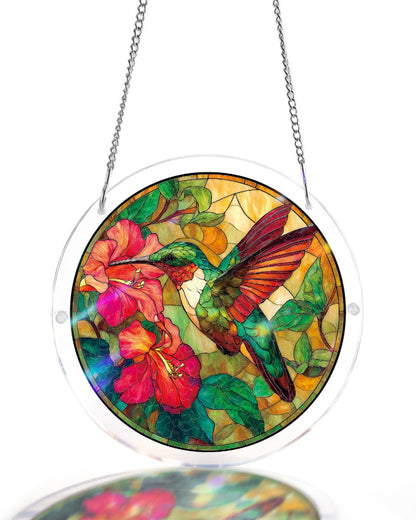 Smaragdflammen-Kolibri-Lichtfang-Fensterkunst aus Acryl