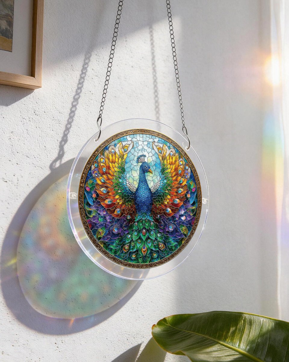 Strahlender Pfau Lichtf?nger-Acrylfensterkunst