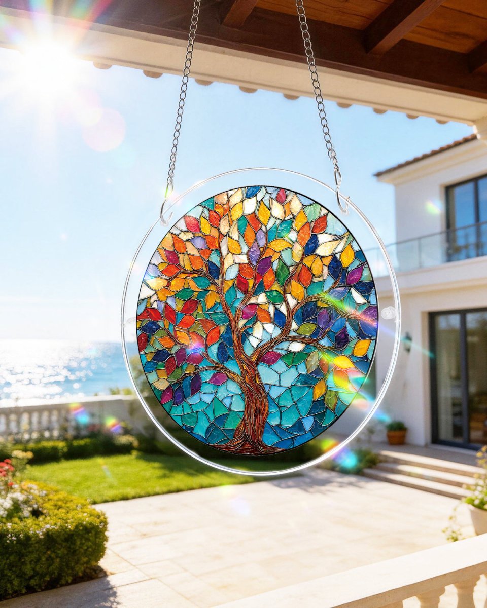 Baum der leuchtenden Bl?tter Lichterketten-Sonnenf?nger-Acryl-Fensterbild