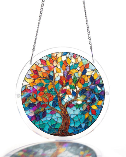 Baum der leuchtenden Bl?tter Lichterketten-Sonnenf?nger-Acryl-Fensterbild