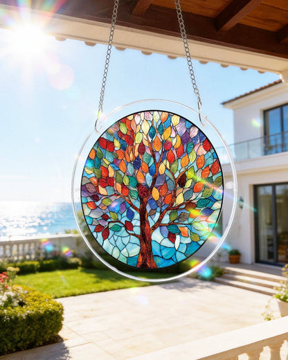 Lebhafter Lebensbaum Licht-Sonnenf?nger-Acryl-Fensterkunst