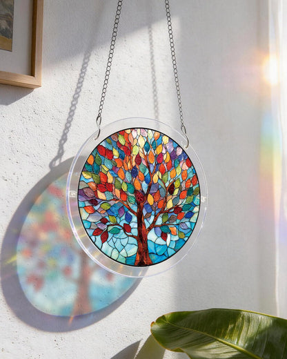 Lebhafter Lebensbaum Licht-Sonnenf?nger-Acryl-Fensterkunst