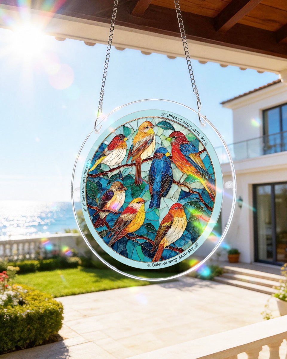 Leuchtender Feder-Himmel-Licht-Sonnenf?nger-Acrylfensterkunst