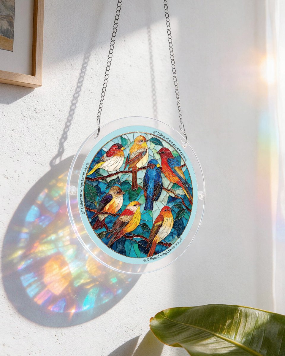 Leuchtender Feder-Himmel-Licht-Sonnenf?nger-Acrylfensterkunst