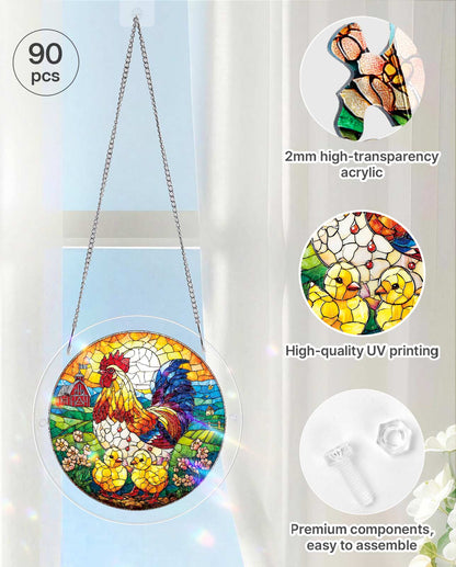 Acrylic Jigsaw Puzzle Suncatcher - Golden Dawn Rooster