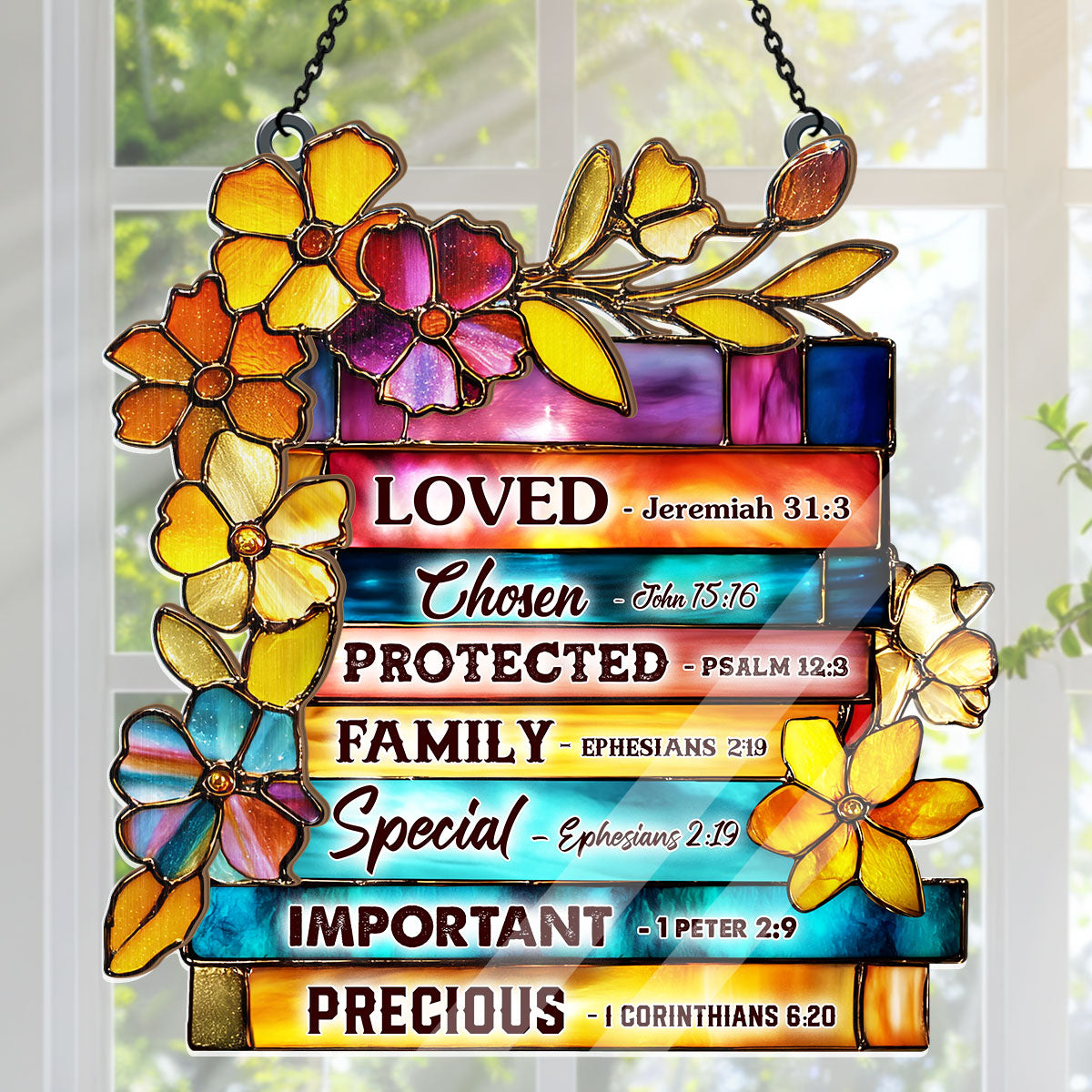 Library Of Blessings I Am Scripture Art -  Window Hanging Suncatcher