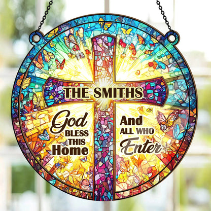 God Bless This Home - Personalized Window Hanging Suncatcher