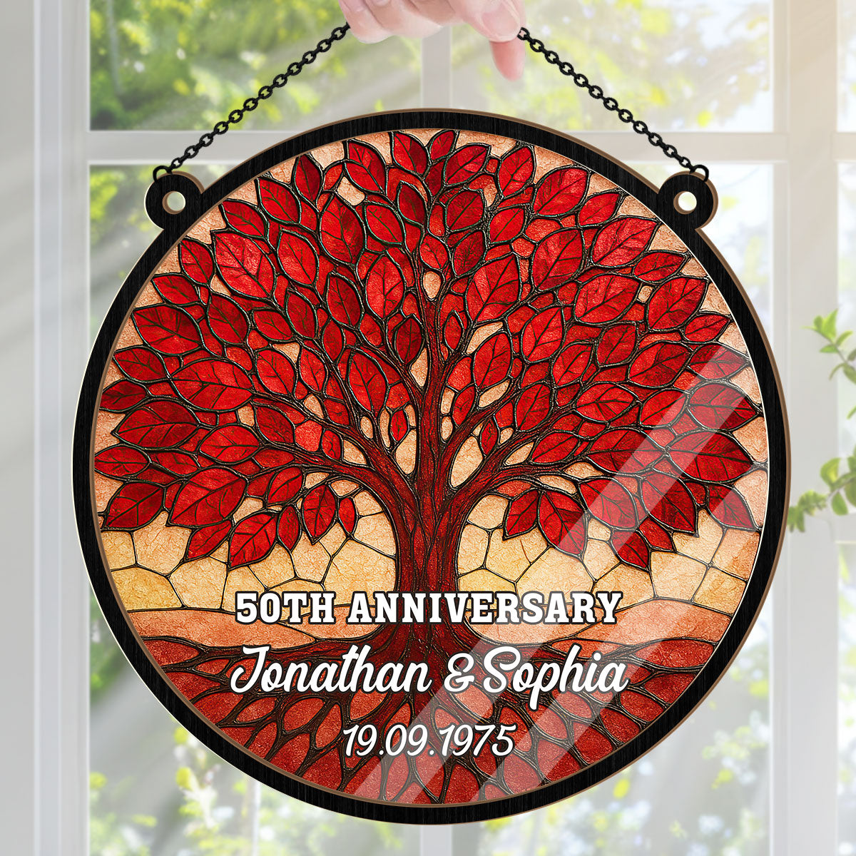 Tree Of Life Anniversary Keepsake - Personalized Window Hanging Suncatcher