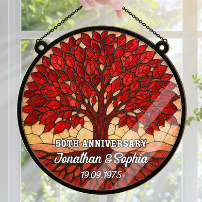 Tree Of Life Anniversary Keepsake - Personalized Window Hanging Suncatcher