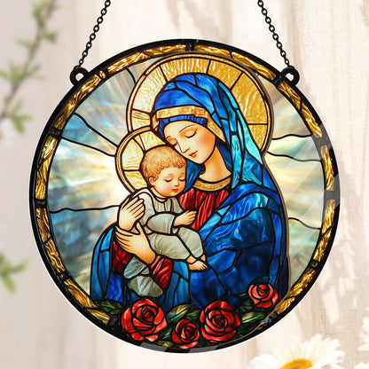 Radiant Virgin And Child -  Window Hanging Suncatcher