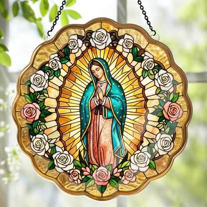 Virgin Mary Golden Halo -  Window Hanging Suncatcher