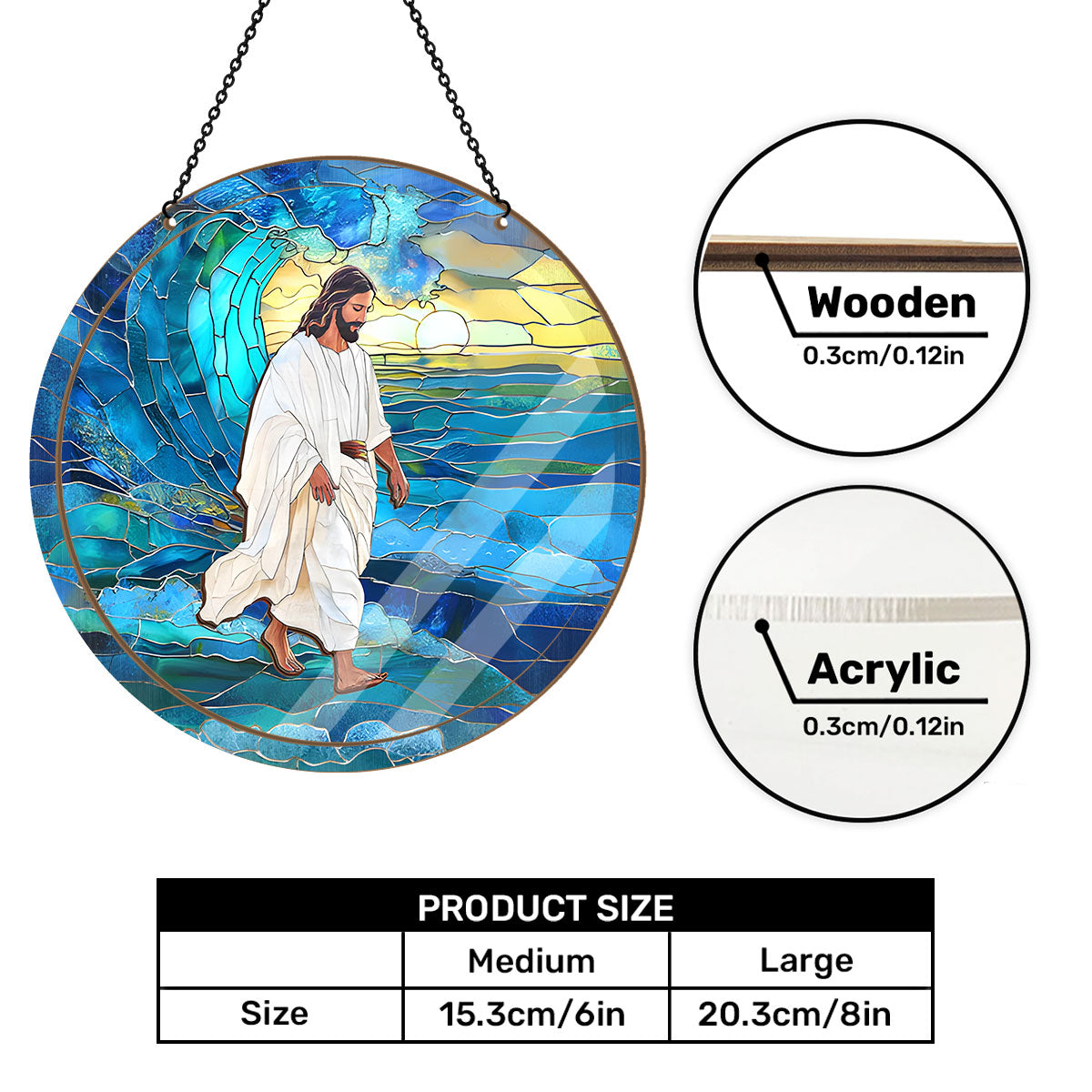 Jesus Walks On Water -  Window Hanging Suncatcher