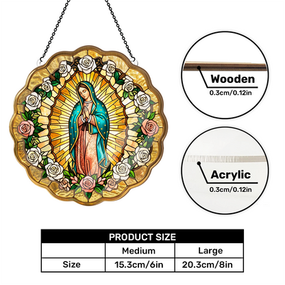 Virgin Mary Golden Halo -  Window Hanging Suncatcher